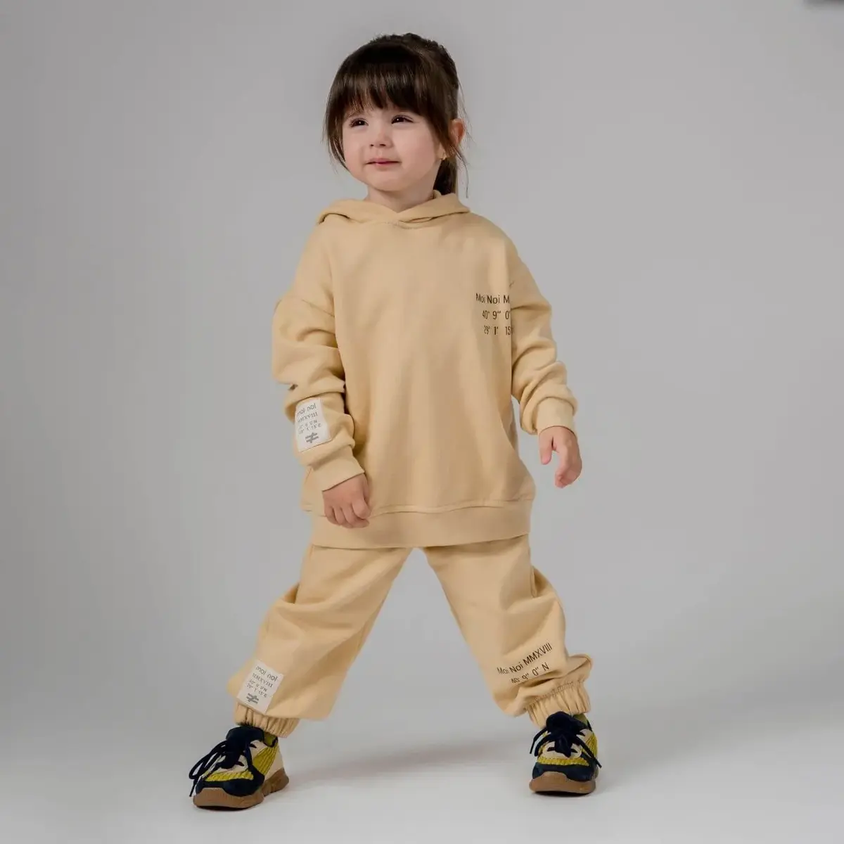 Moi Noi 2li Takım Kapüşonlu Basic Bej