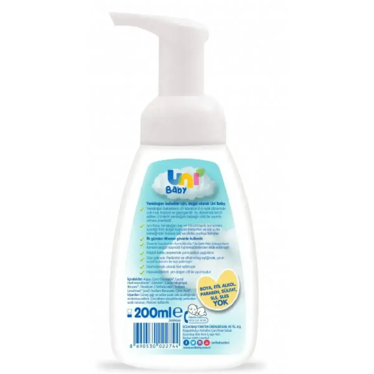 Uni Baby Yenidoğan Köpük Şampuan 200 ml x3