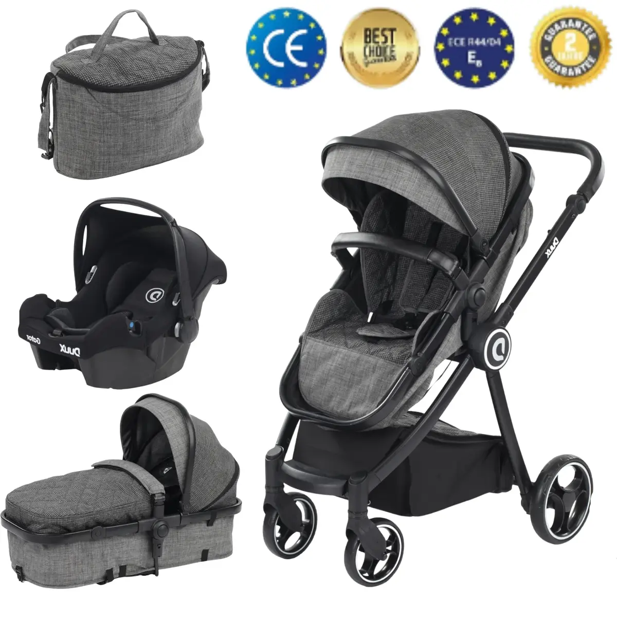 Duux Gator Travel Sistem Bebek Arabası Black Duux Gator Travel Sistem Bebek Arabası Black