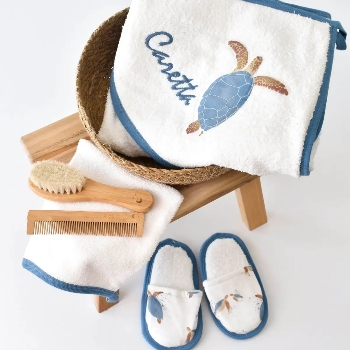 Bibaby Organik Bornoz Takımı Caretta In Live İndigo