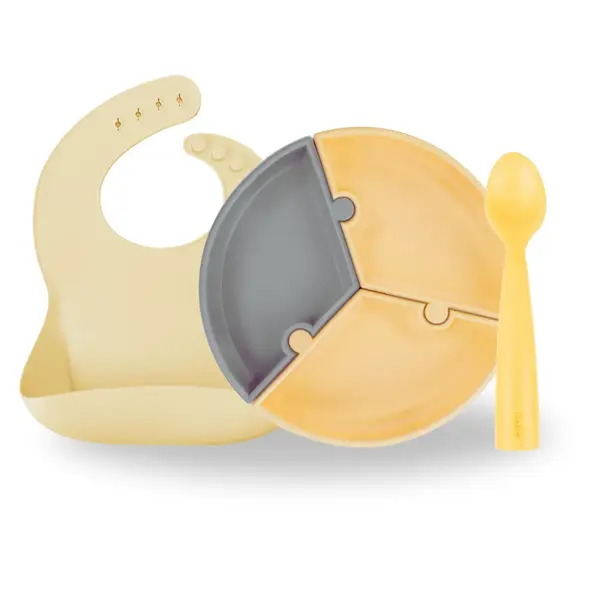 Oioi Yemek Seti Tabak Kaşık Önlük Mellow Yellow