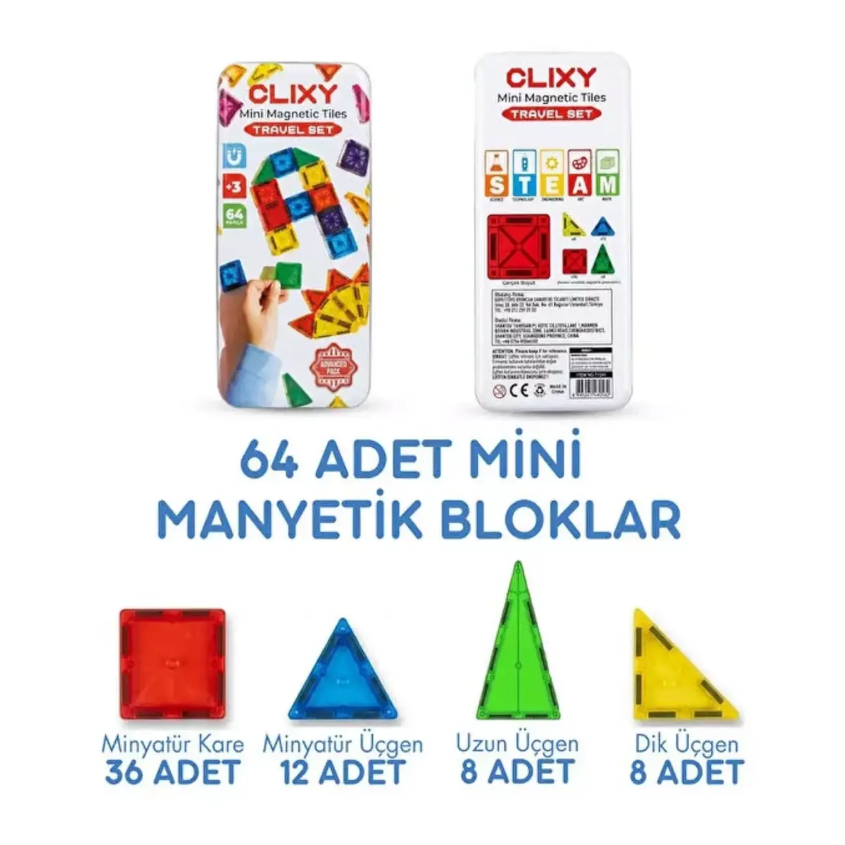 Clixy Advance Pack Mini Manyetik Bloklar Travel Set 64 Parça