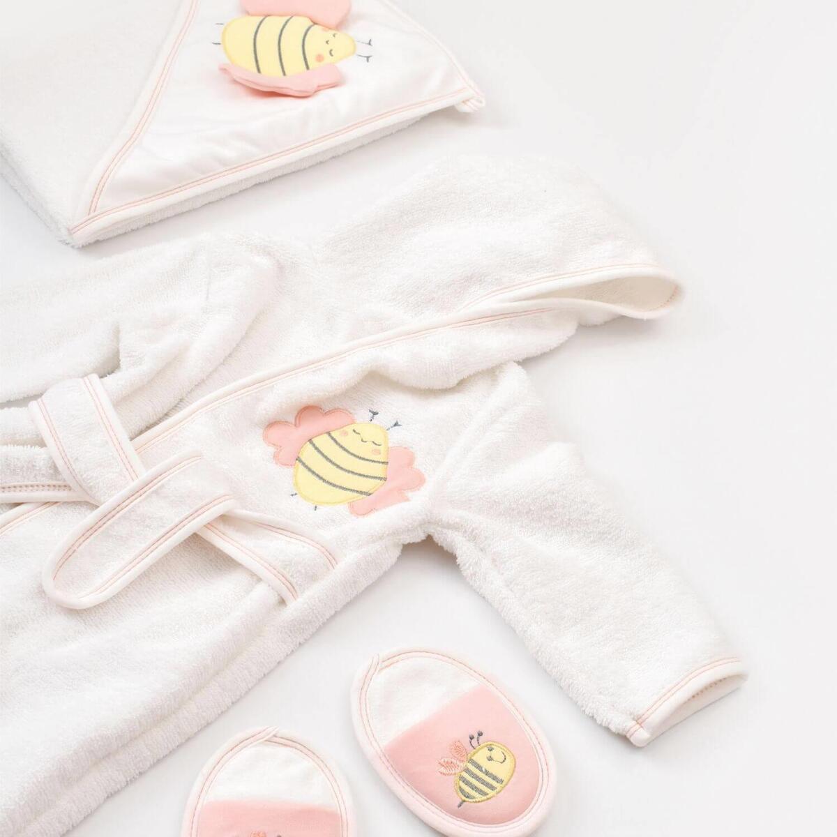 Bibaby Bornoz Takımı Happy Bee Ekru - Pembe