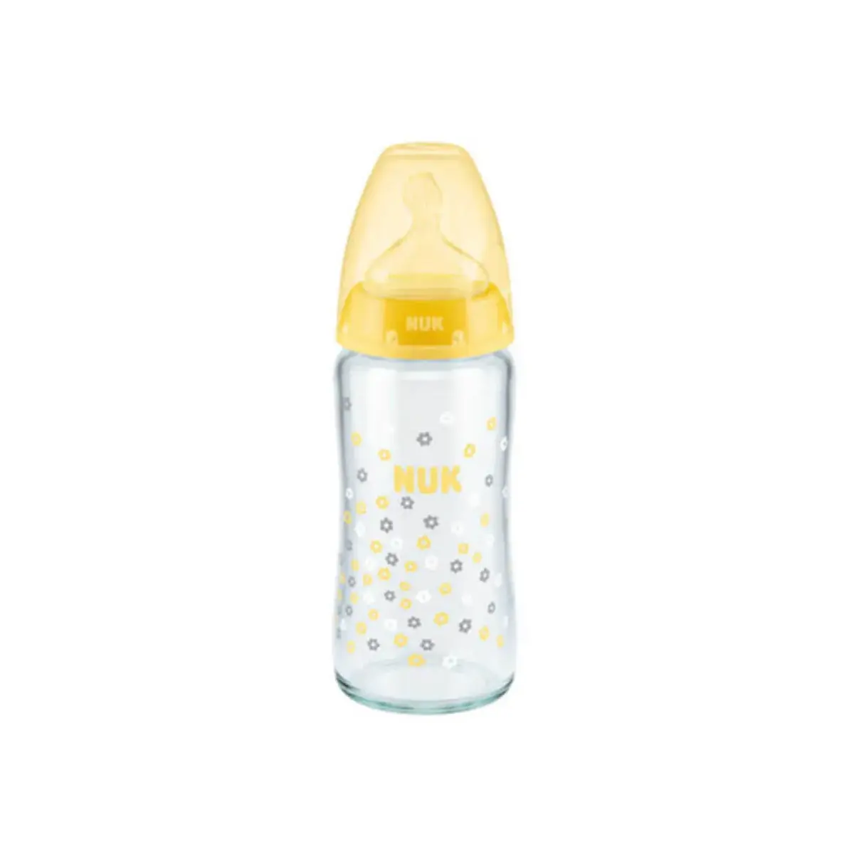 Nuk FC Plus Silikon Emzikli Cam Biberon 240 ml Sarı