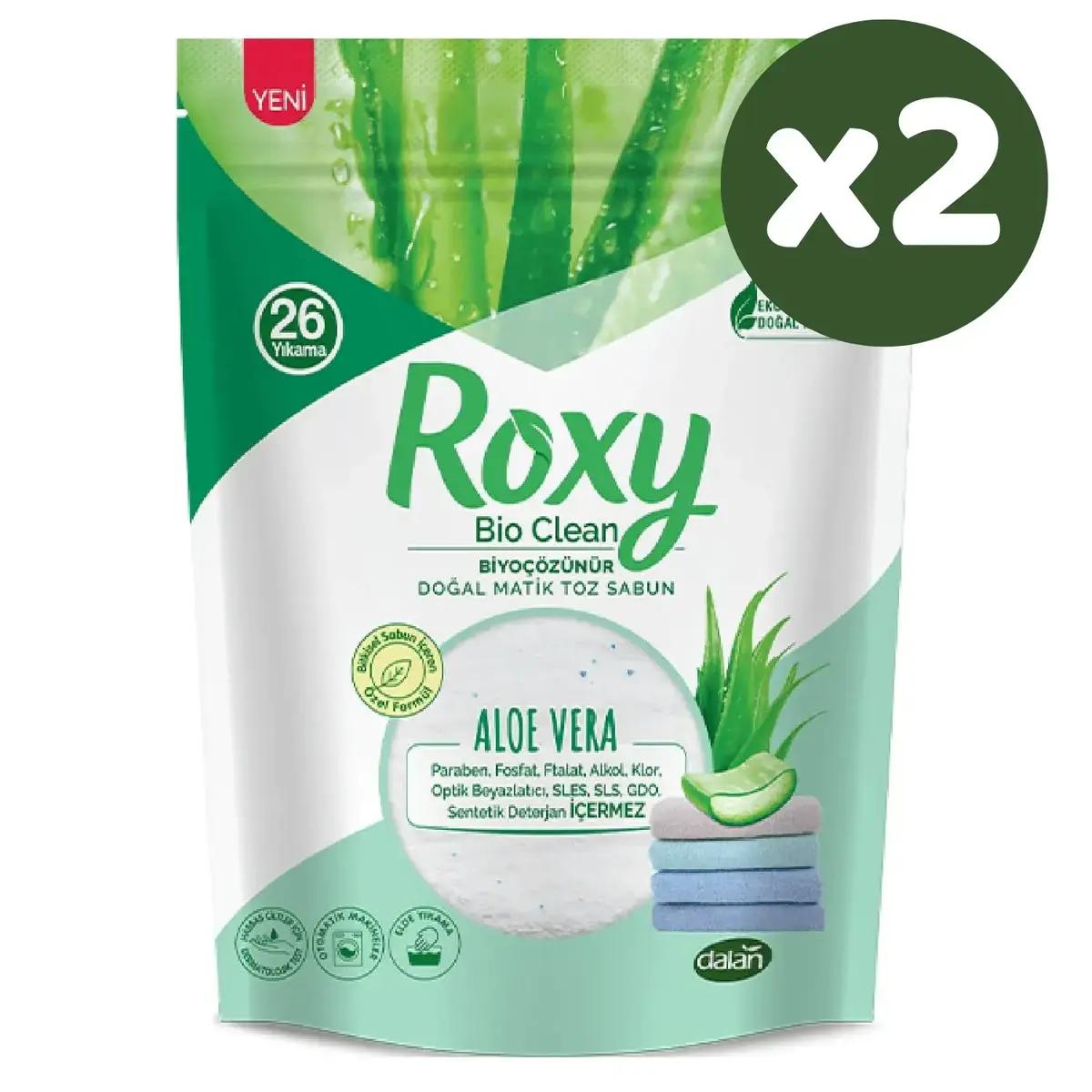 Dalan Roxy Bio Clean Matik Toz Sabun Aloe Vera 800 gr x 2 Adet