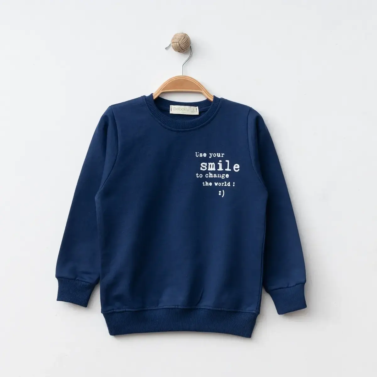 Bebolly Sweatshirt Smile Baskılı Lacivert