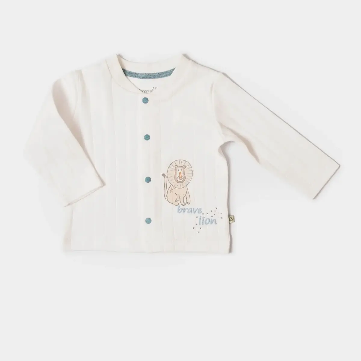Bibaby Organik Zıbın Takımı Battaniyeli Tüllü Brave Lion Ekru - Turkuaz