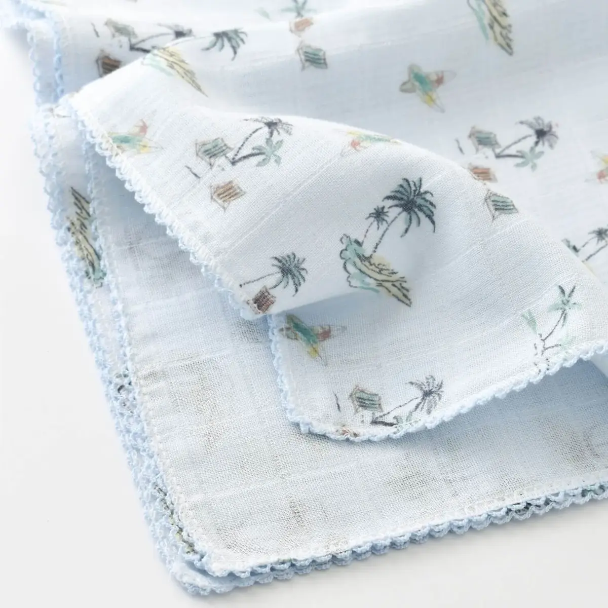 Bibaby Müslin Battaniye Palm Mavi