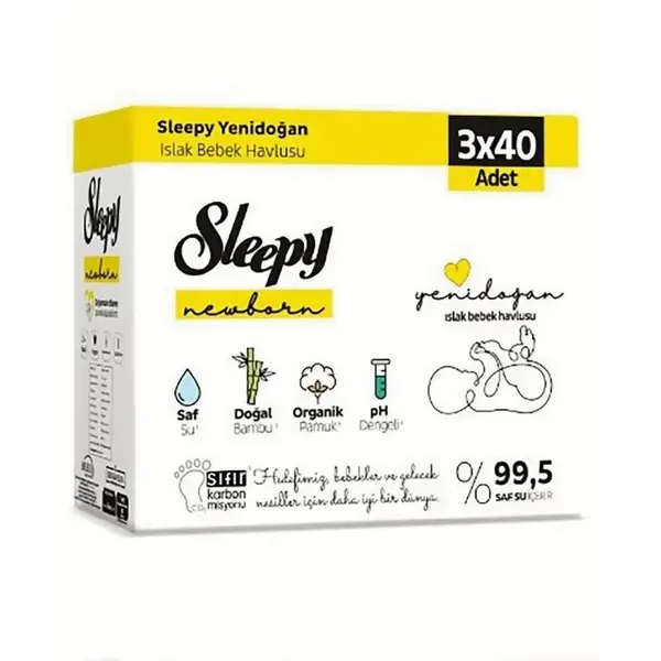 Sleepy Yenidoğan Islak Mendil 3x40lı