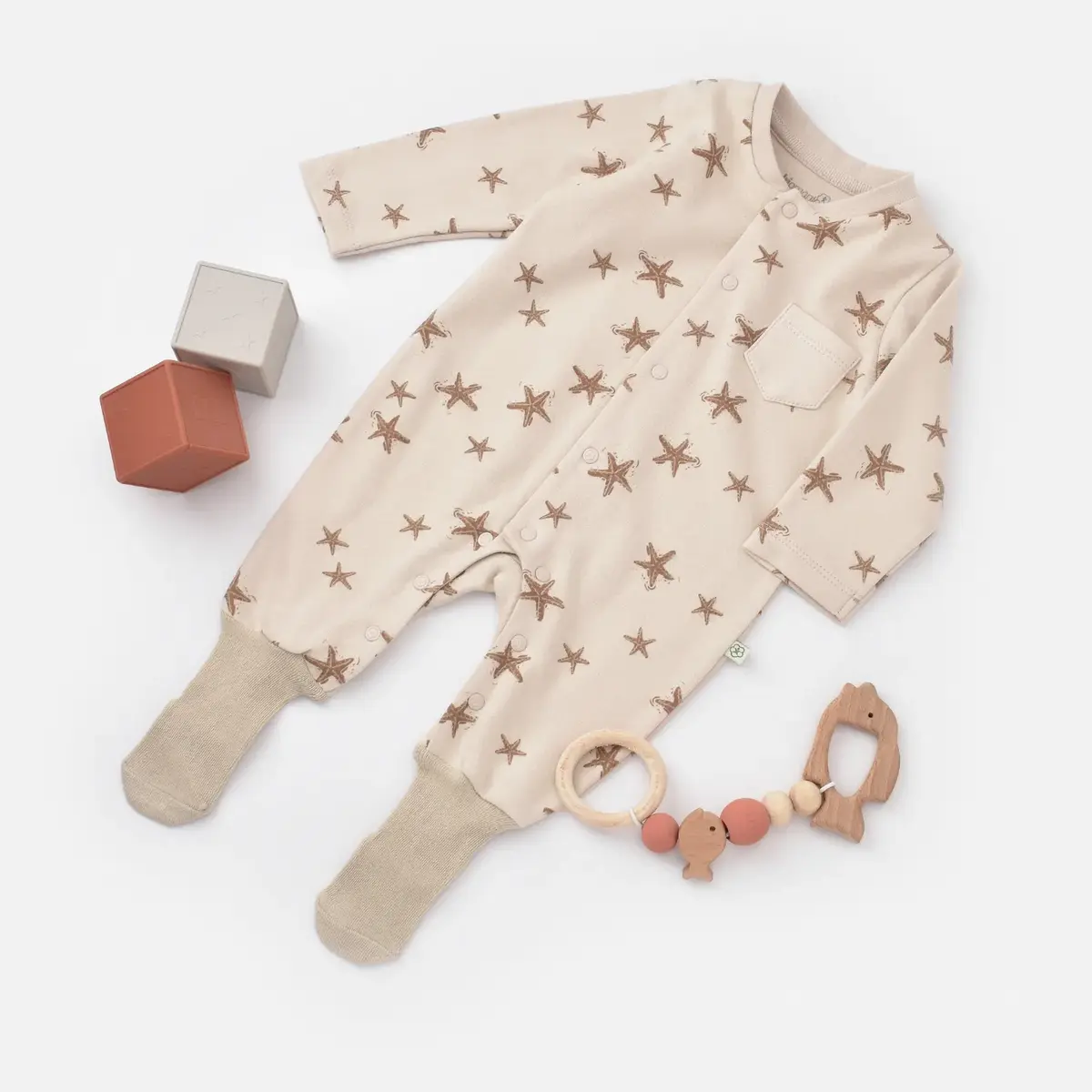 Bibaby Organik Tulum Çoraptolon Magic Starfish Latte