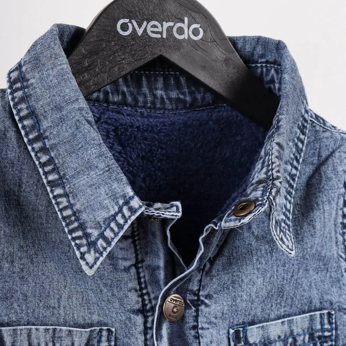 Overdo Gömlek Kot Welsoft Arkası Baskılı Mavi Denim