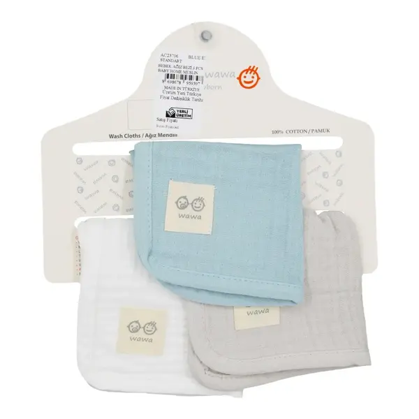 Andy Wawa Ağız Bezi Müslin 3lü Baby Home Mavi Gökyüzü