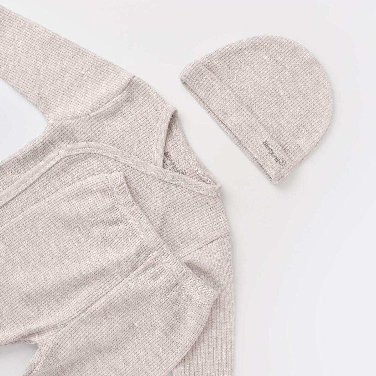 Bibaby Organik Zıbın Takımı 3lü Nature In Waffle Kahve Melanj