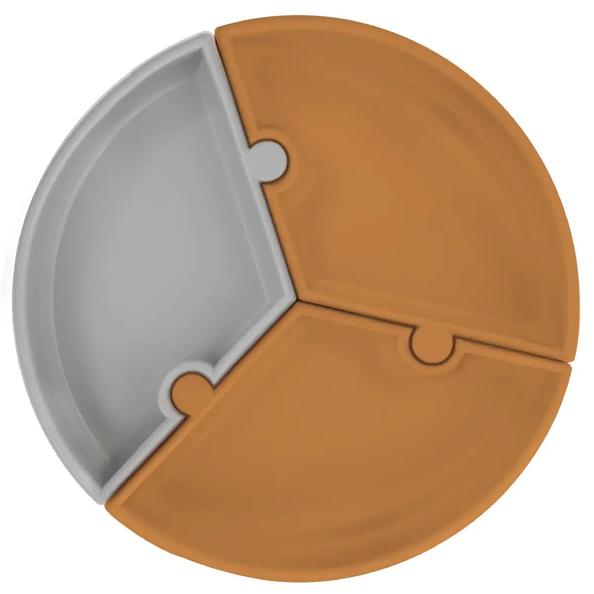 OiOi Puzzle Vakumlu Mama Tabağı Woody Brown - Powder Grey