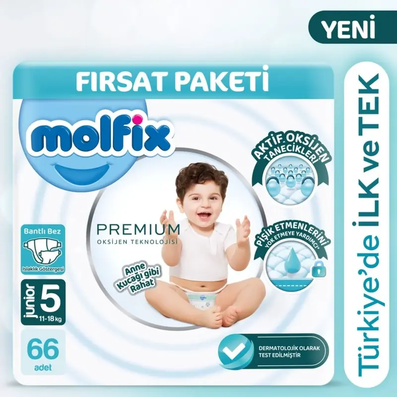 Molfix Premium Bebek Bezi 5 Beden Junior 66lı Ultra Fırsat Paketi