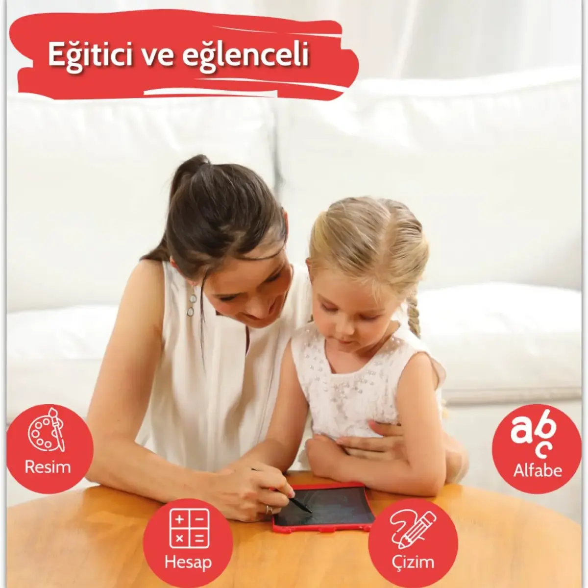 Wicue LCD Dijital Mıknatıslı Renkli Çizim Tableti 8,5" Kırmızı