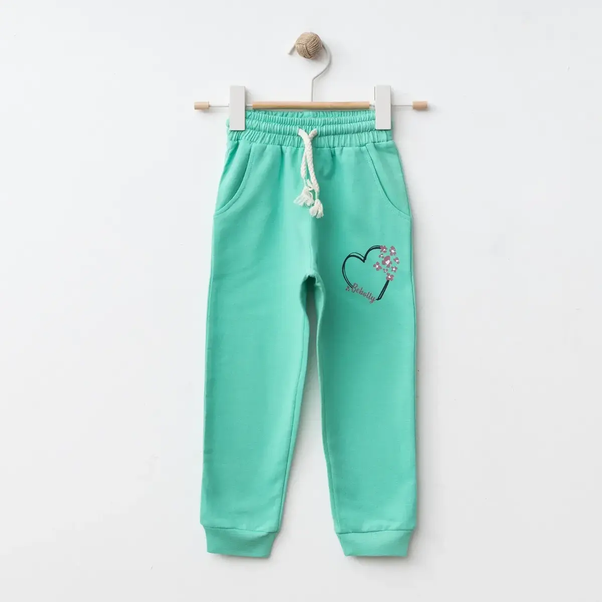 Bebolly Eşofman Altı Kalp Baskılı Mint