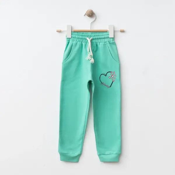 Bebolly Eşofman Altı Kalp Baskılı Mint