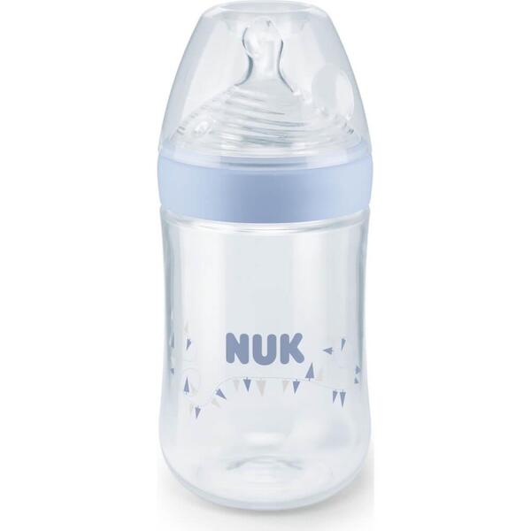 Nuk Silikon Emzikli Nature Sense PP Biberon 260 ml Mavi