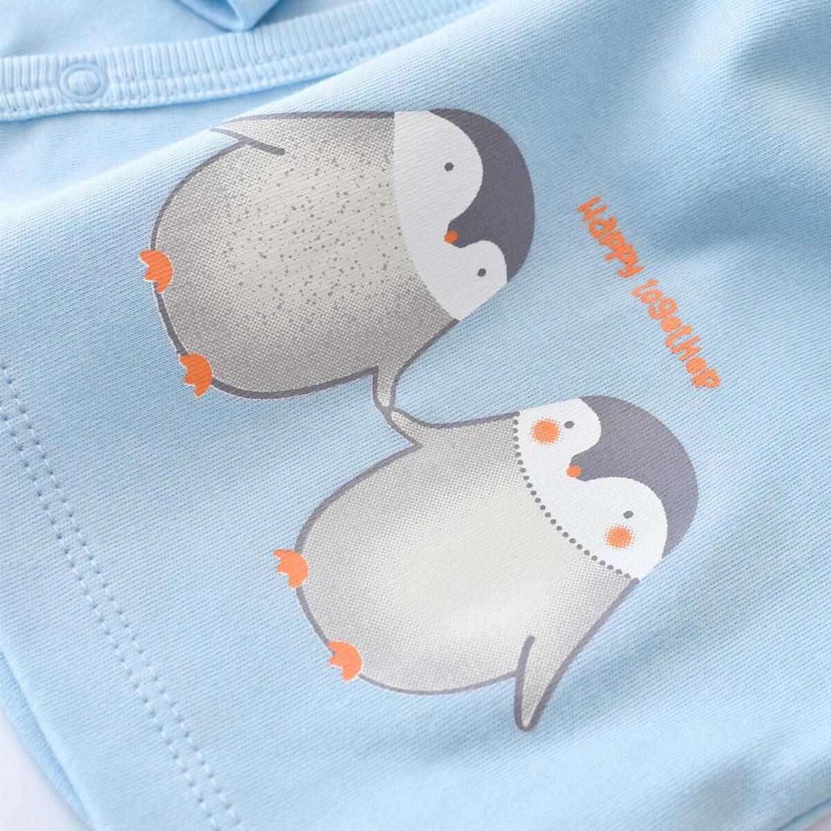 Bibaby Organik Zıbın Takımı 3lü Hello New Penguins Mavi