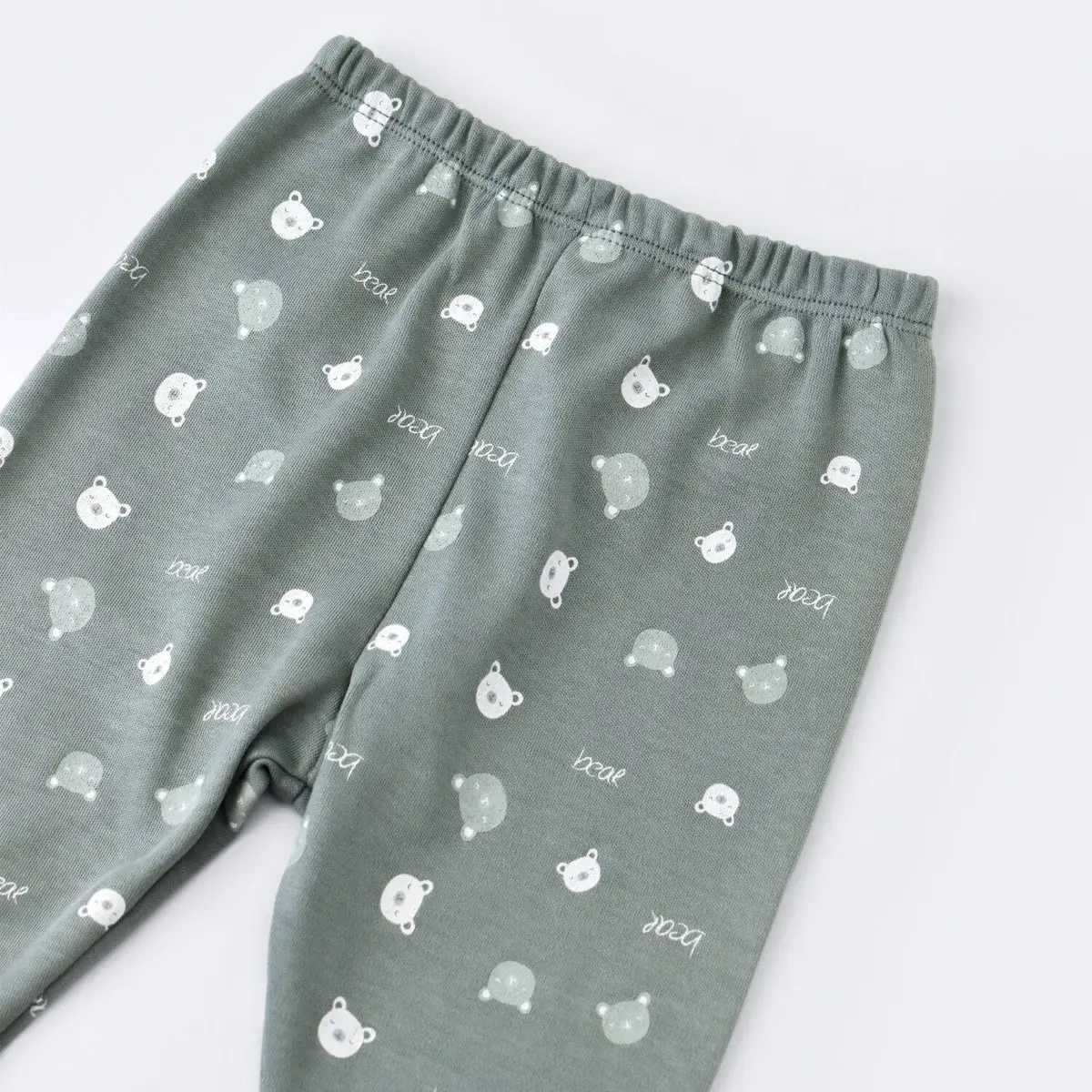 Bibaby Organik Pantolon Patikli Hug Me Bear Yeşil