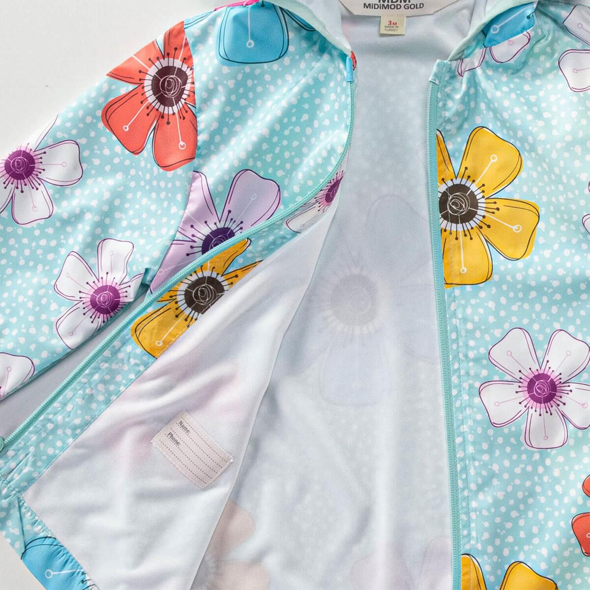 Midimod Yağmurluk Çiçek Baskılı Mint