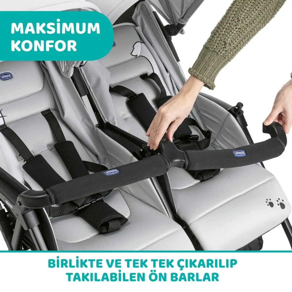 Chicco Ohlala İkiz Bebek Arabası Silver Cat