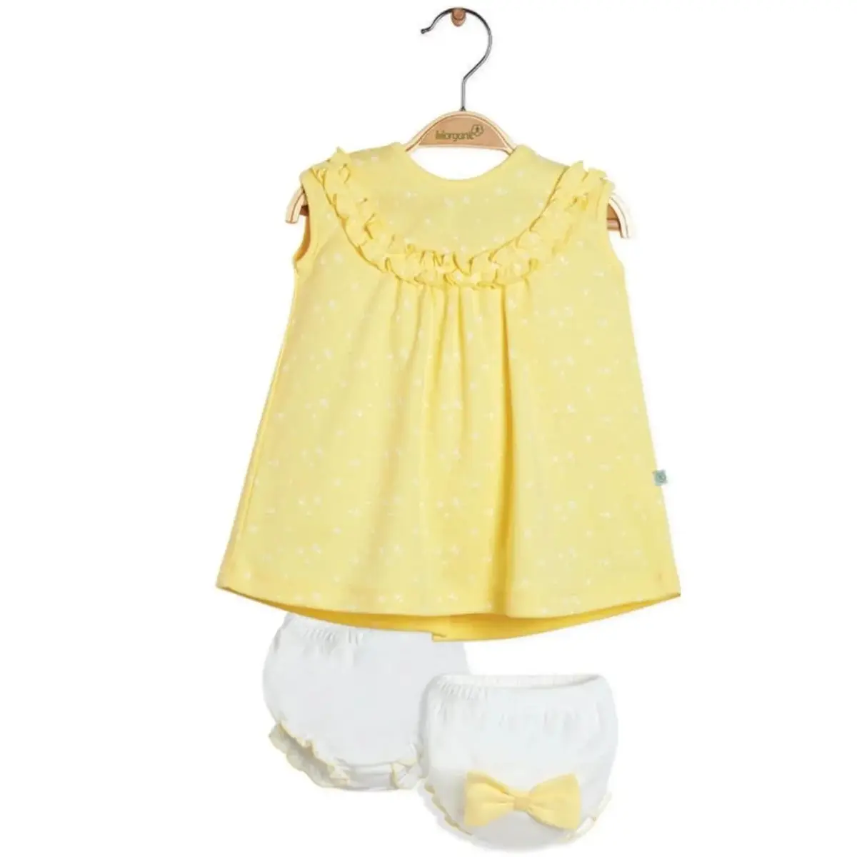 Bibaby Organik Elbise Külotlu Fly Dandelions Sarı - Ekru