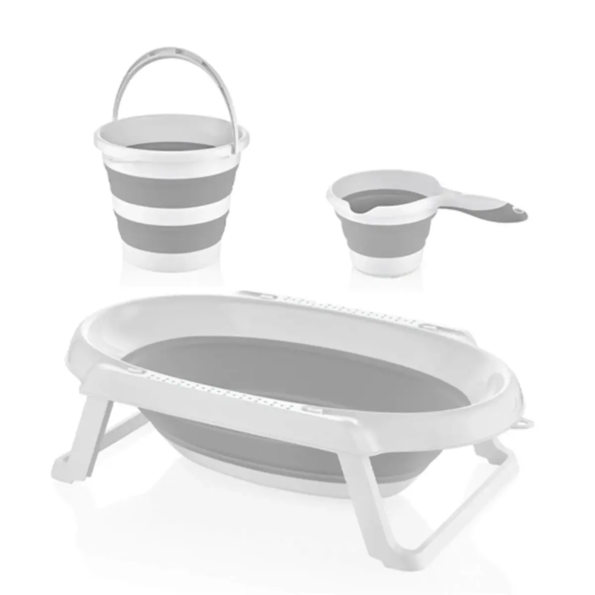 Babyjem Katlanabilen Bebek Banyo Seti 3lü Gri Babyjem Katlanabilen Bebek Banyo Seti 3lü Gri