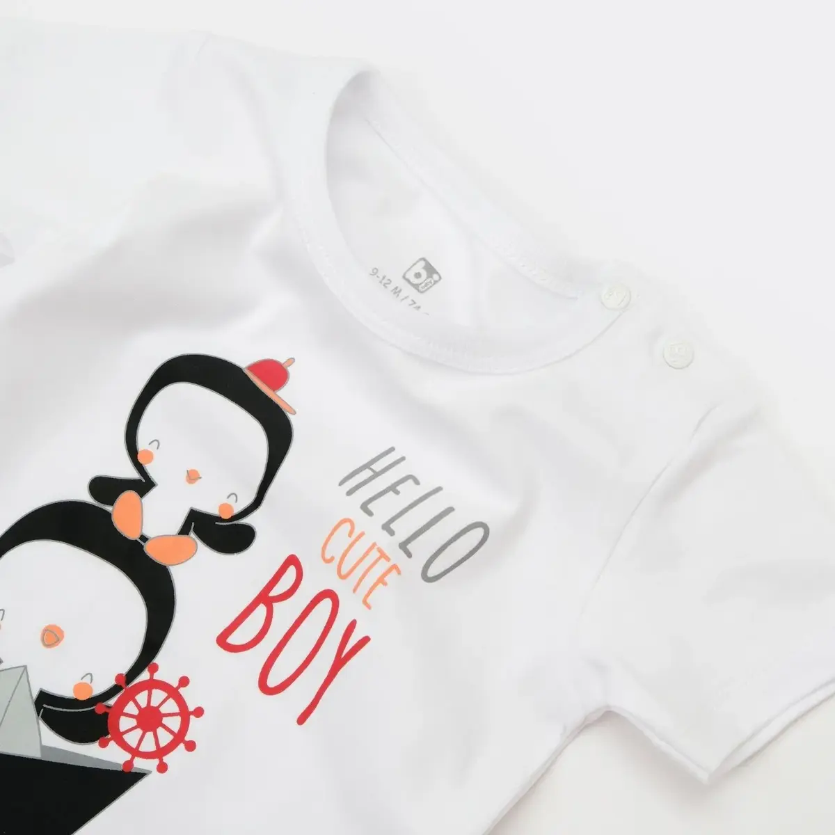 Bibaby 2li Takım Şortlu Hello Cute Boy Beyaz