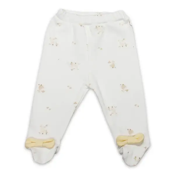 Bistyle Pantolon Patikli Welcome Baby Duck Sarı - Ekru