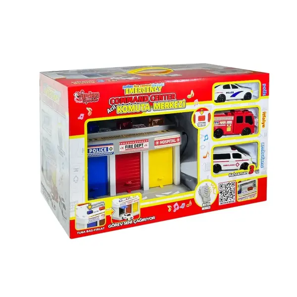 Vardem Işıklı Müzikli İlk Yardım Garajı (Ambulans, Polis, İtfaiye Araçları)