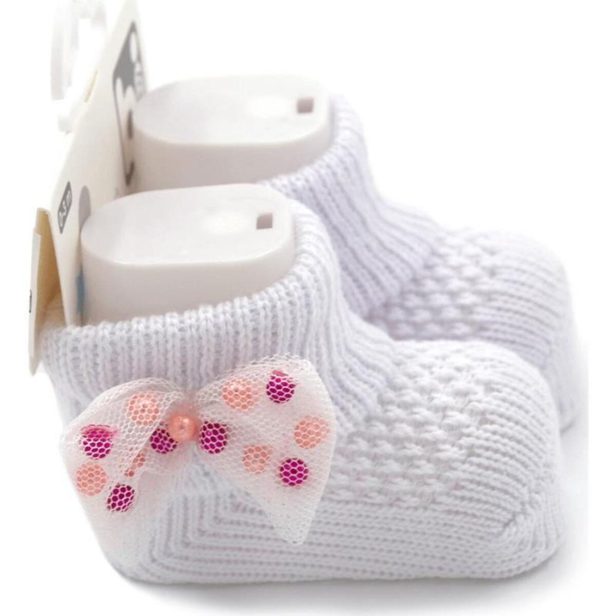 Bibaby Patik Çorap Fiyonklu Taş Beyaz Bibaby Patik Çorap Fiyonklu Taş Beyaz