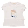 Mini Damla T-Shirt Kedili Kız Ekru