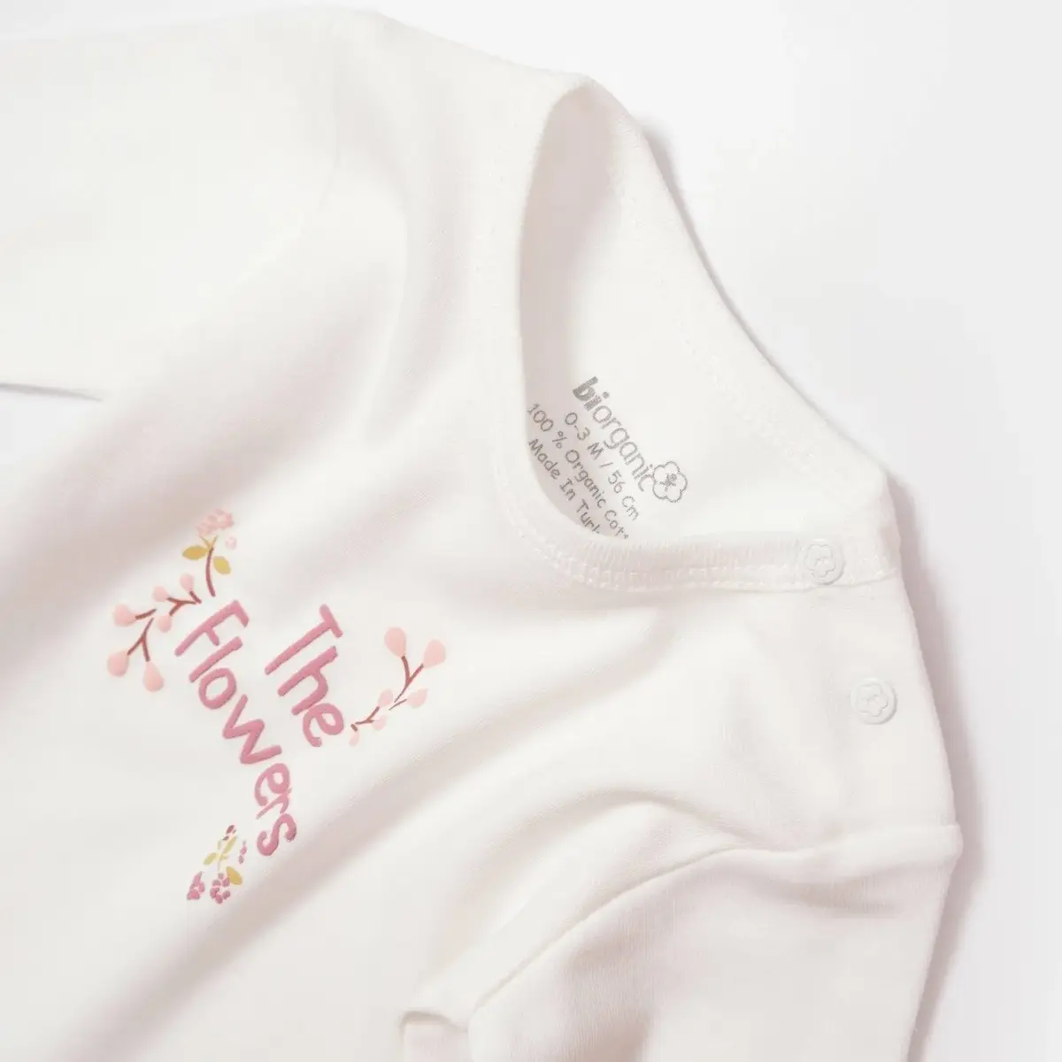 Bibaby Organik Body The Flowers Ekru - Pembe