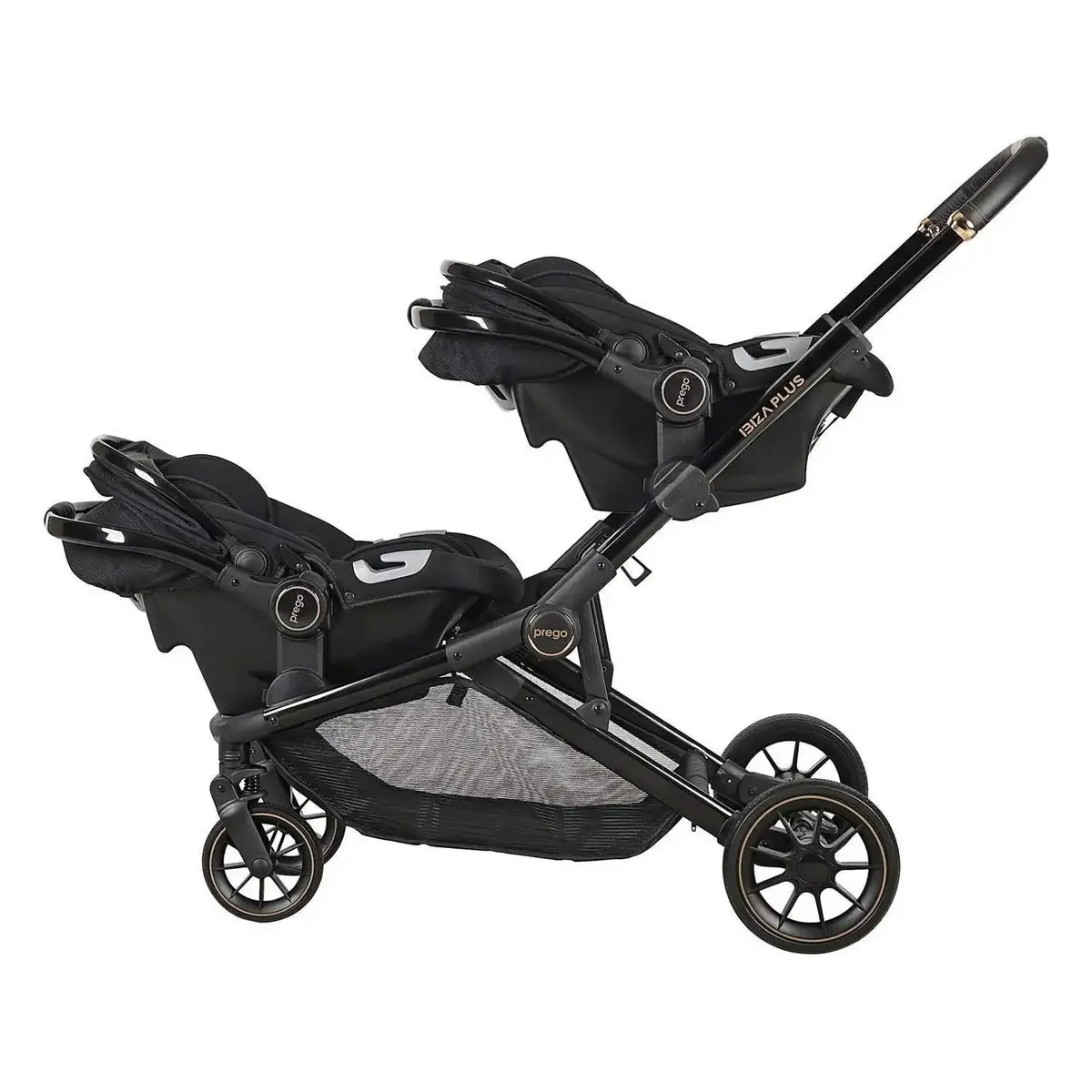 Prego 2223 Ibiza Plus Travel Sistem İkiz Bebek Arabası Siyah