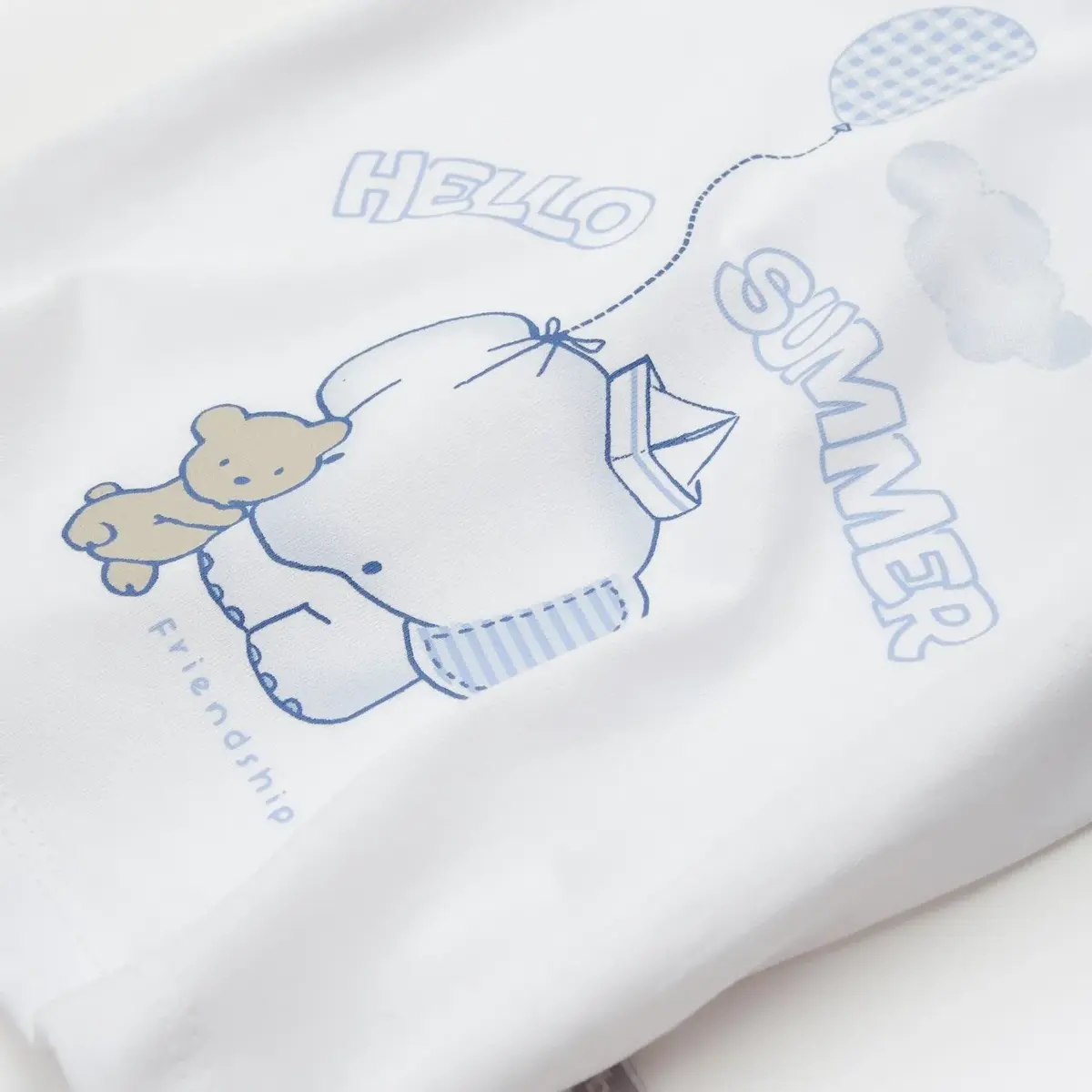 Bibaby 2li Takım Şortlu Mini Elephant Beyaz