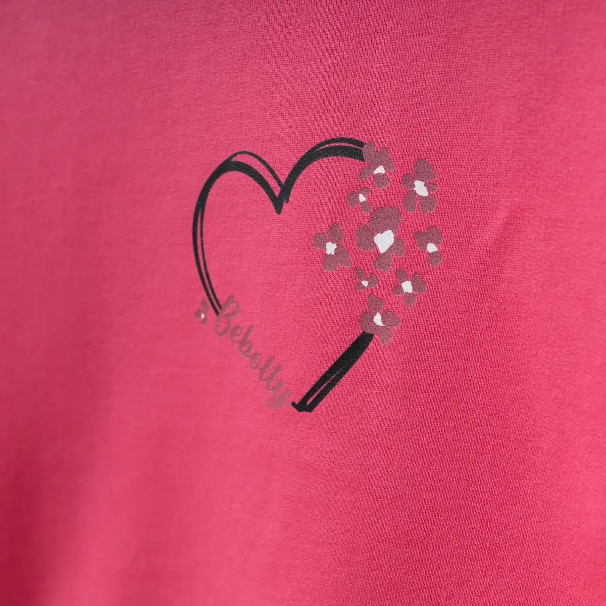 Bebolly Sweatshirt Kalp Baskılı Fuşya