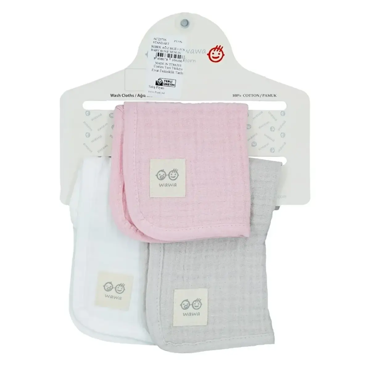 Andy Wawa Ağız Bezi Müslin 3lü Baby Home Pembe