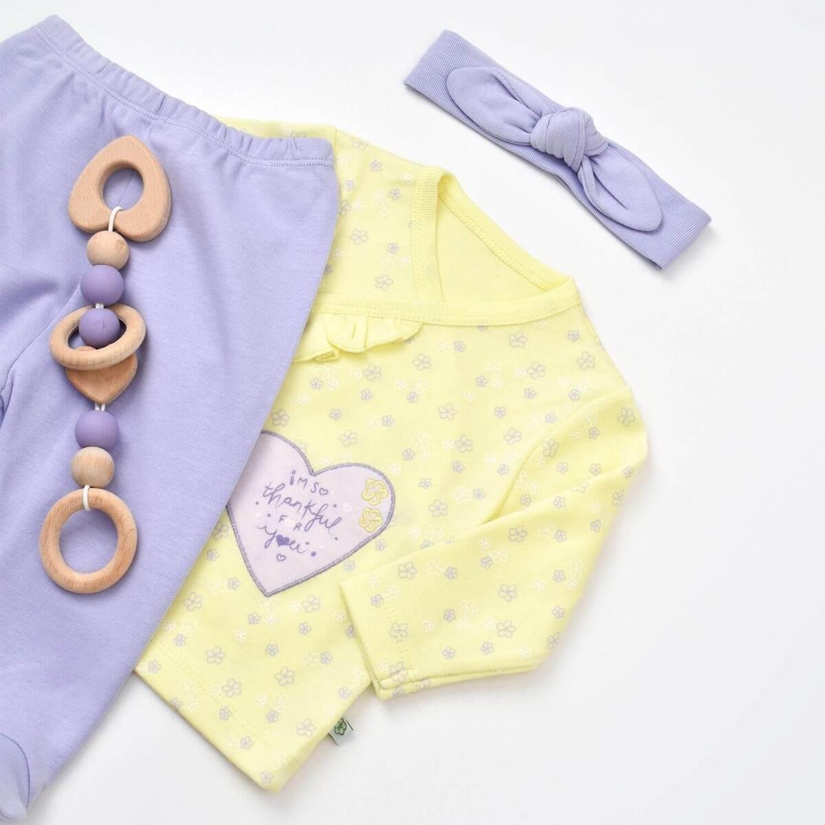 Bibaby Organik Zıbın Takımı 3lü Love You Baby Sarı