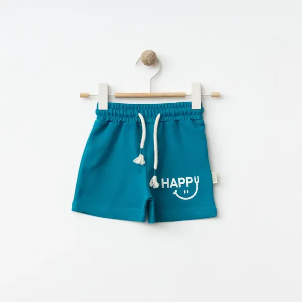 Bebolly Şort Happy Baskılı Turkuaz