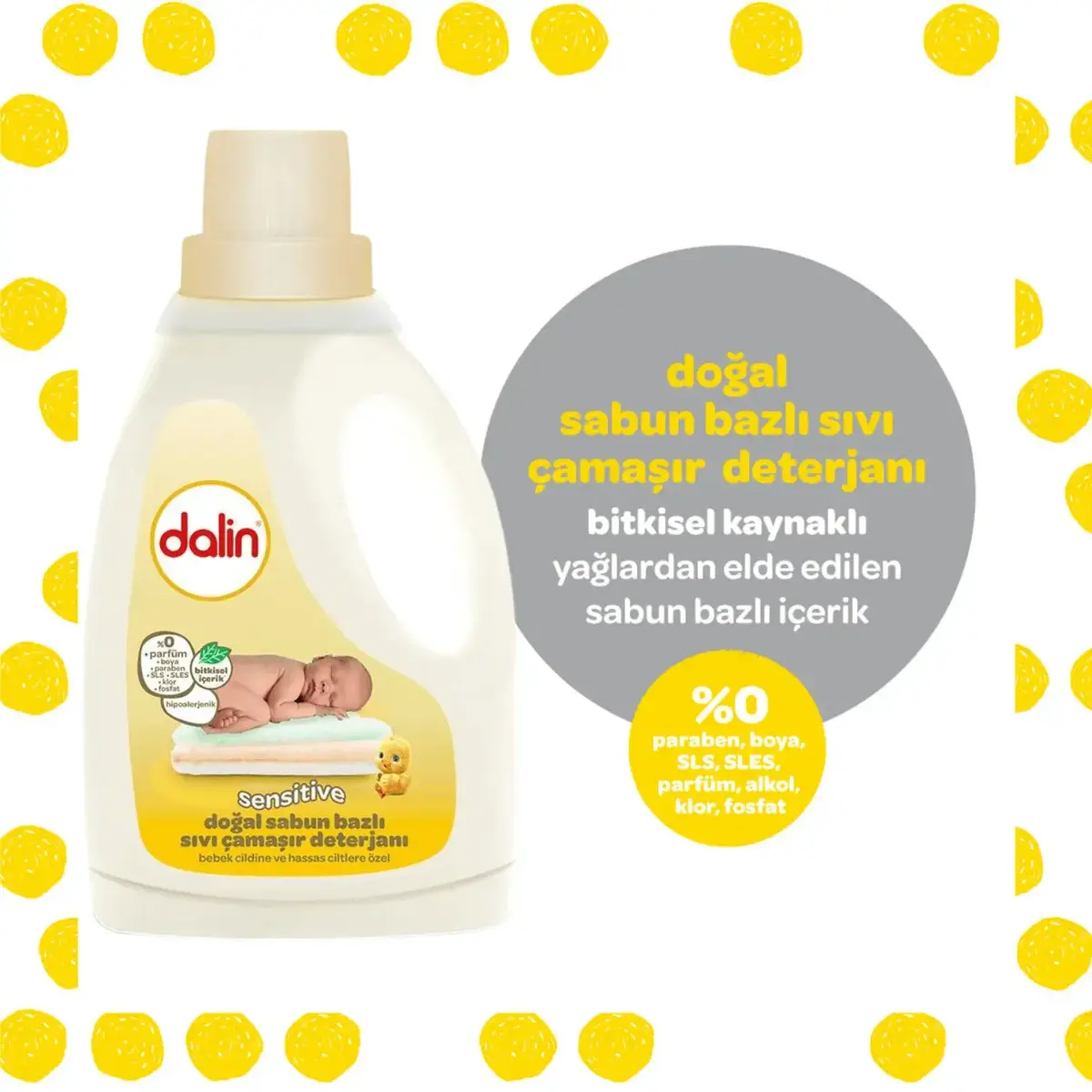 Dalin Doğal Sabun Bazlı Sıvı Bebek Çamaşır Deterjanı 1500 ml x 3 Adet