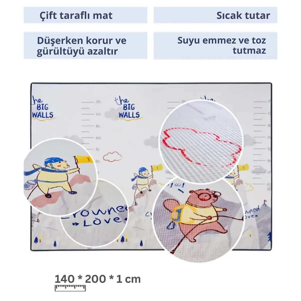 Coolmats Sevimli Kotik-Tırmanışçı Dostlar Oyun Halısı 140x200x1