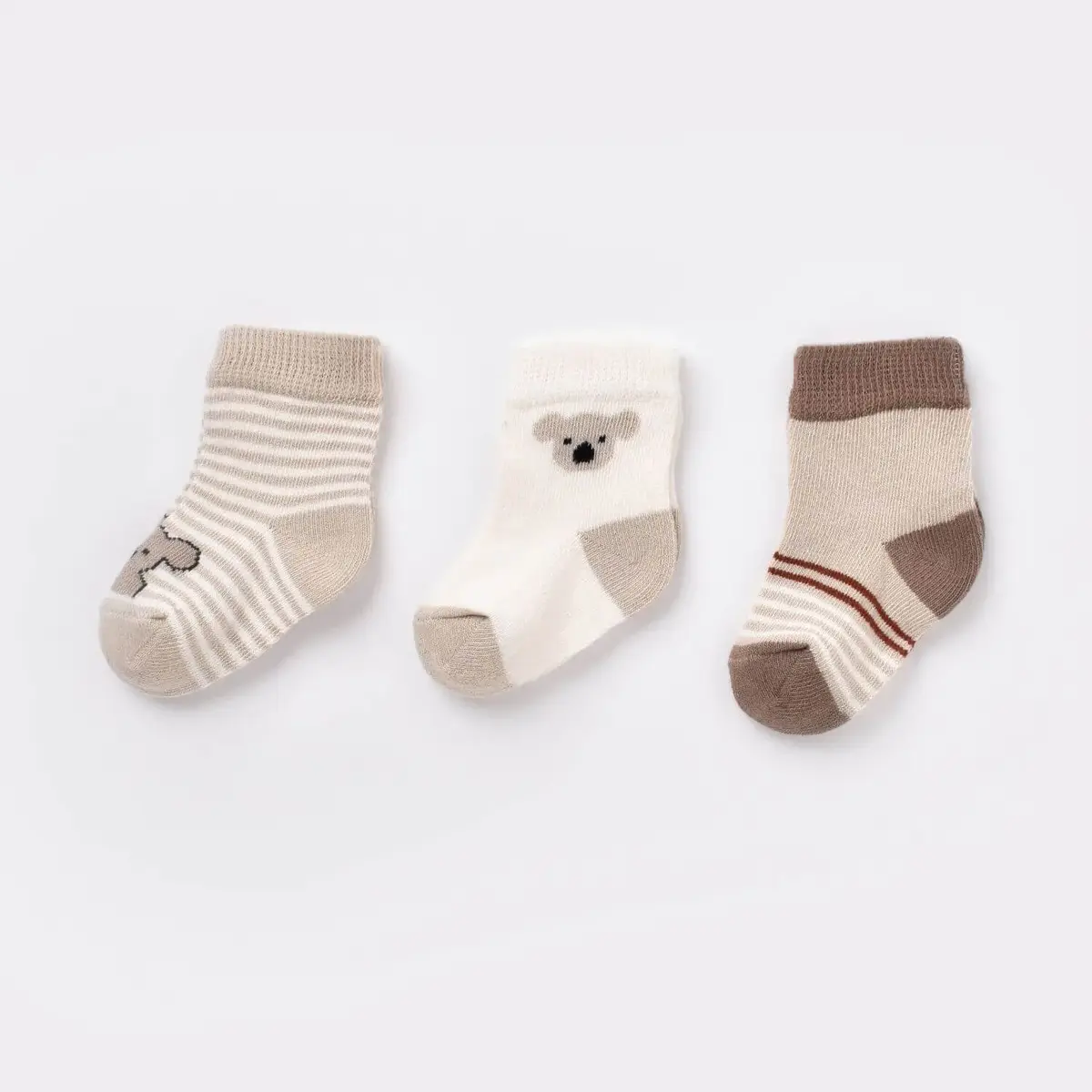 Bibaby Organik Çorap Soket 3lü Koala Bej