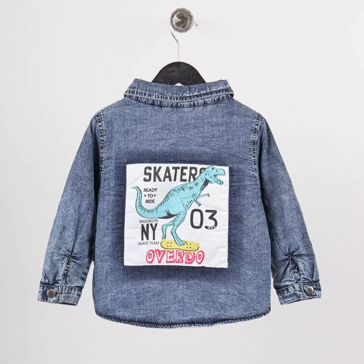 Overdo Gömlek Welsoft Dinazor Baskılı Mavi Denim
