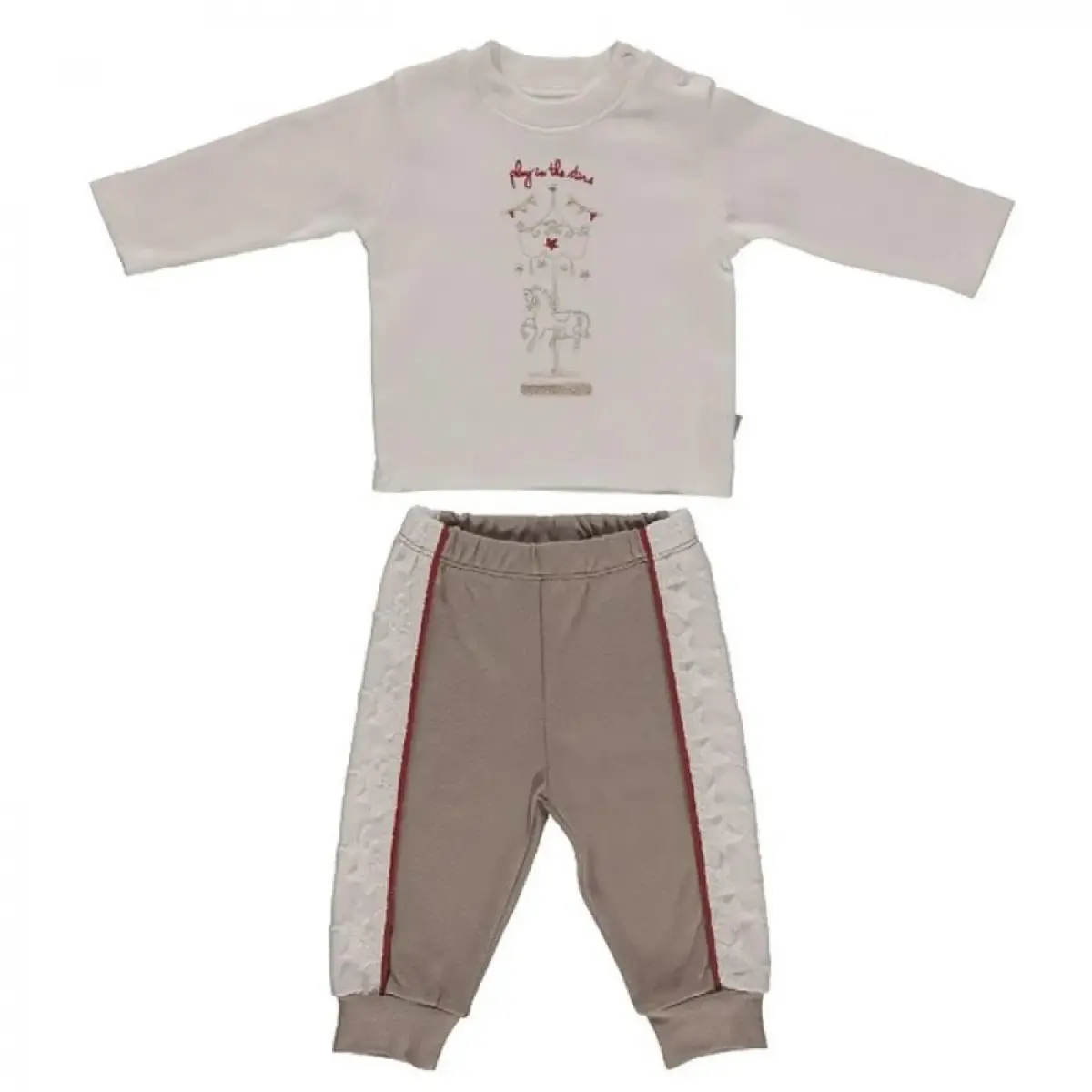 Bebetto Pijama Takımı Penye Play in Star Bej