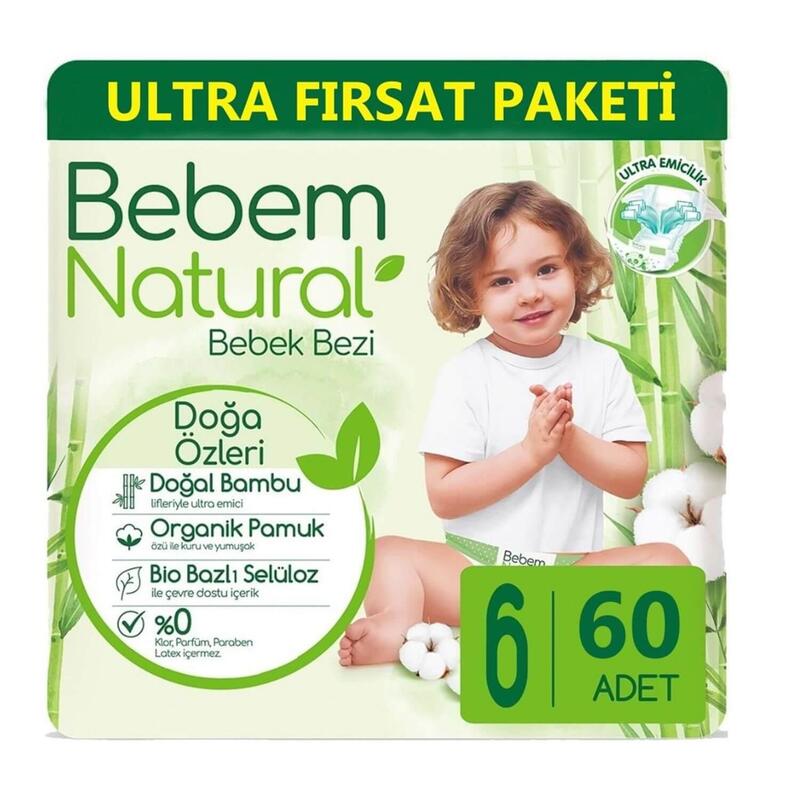 Bebem Natural Bebek Bezi 6 Beden Extra Large 15+ Kg 60lı Ultra Fırsat