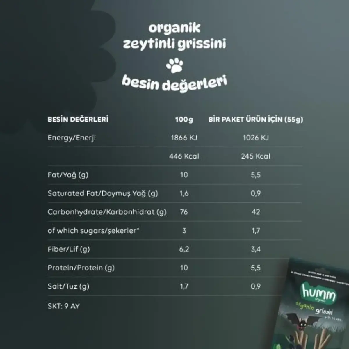 Organik Vegan Zeytinli Grissini 55 gr