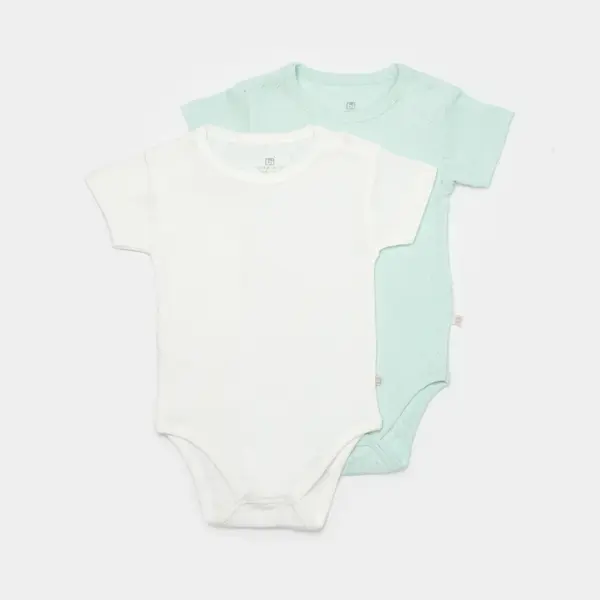 Bibaby Body Kısa Kol 2li Jakarlı Nil - Ekru