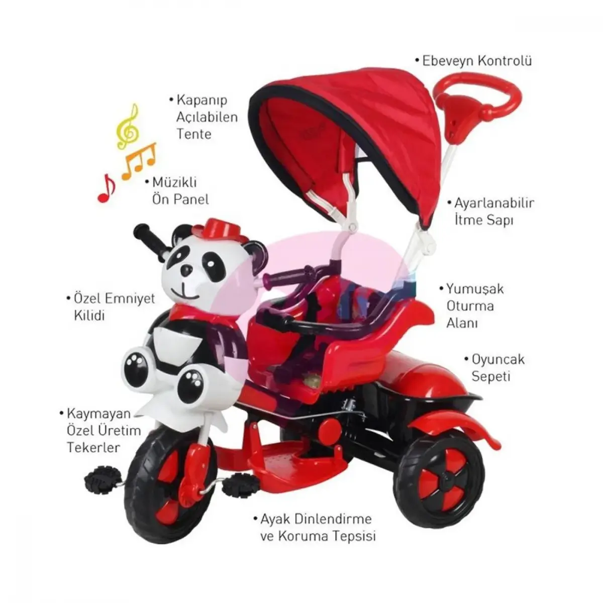 Babyhope Little Panda Bisiklet Pembe Beyaz